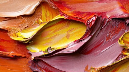 Abstract oil paint textures, vibrant colors, close-up view, artist's palette