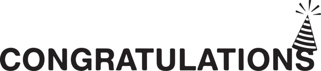 Obraz premium Vector art of the word congratulations with a festive party hat