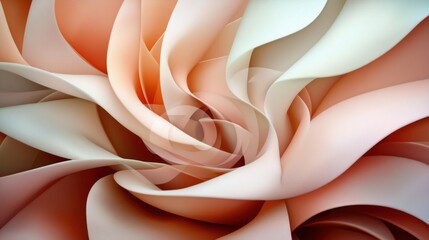 Abstract swirling rose petals, vibrant colors, dynamic design, background of overlapping forms