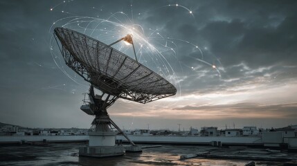 satellite dish at sunset