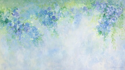 Light-filled backdrop with cascading blue flowers