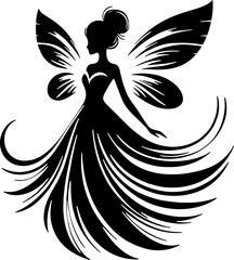 black silhouette of a fairy