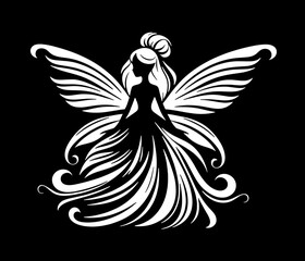 silhouette of a fairy on a black background