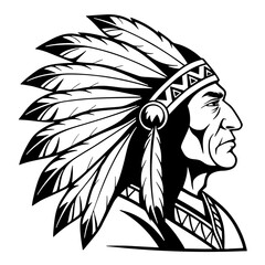 black and white portrait of a Native American man