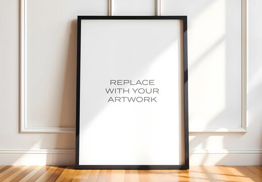 Frame Interior Canvas Wall Art Poster Room Mockup Template Blank Paper Texture