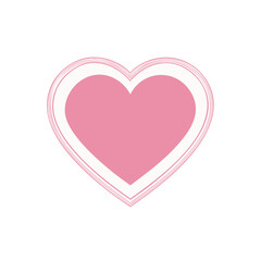 Simple Pink Heart with White Border - Valentine's Symbol, Romantic, Celebration