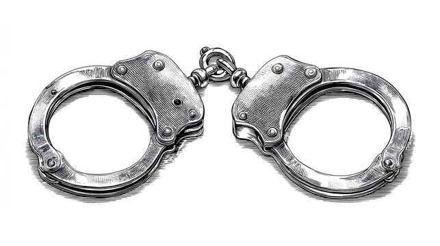 Hand-drawn illustration of a pair of handcuffs.
