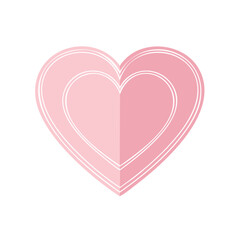 Pastel Pink Heart Design with Two Halves and White Stripes for Romance, Valentine's Day, or Anniversary