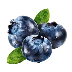 Obraz premium Fresh Blueberries with Green Leaves