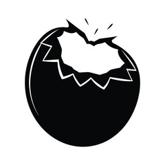 Stylized black silhouette of a cracked blueberry with a bite taken out