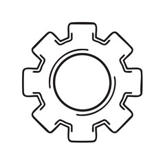 Obraz premium Gear Outline Illustration, Rotating Machine Part, Mechanism Component, Industrial Design