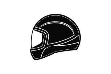 Fototapeta premium Sleek Motorcycle Helmet Icon in Black and White Silhouette Style Protective Gear for Riders and Racing Enthusiasts silhouette