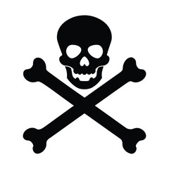 Black skull and crossbones symbol isolated on white background