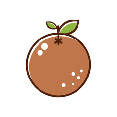 Stylized Tangerine with Leaves Graphic Citrus Fruit Icon for Market Illustration