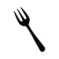 Simple black silhouette of a fork on a white background