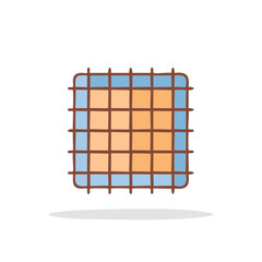 Obraz premium Hand-Drawn Plaid Illustration with Blue and Orange Squares Bordered with Brown Lines