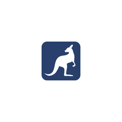 Kangaroo pose running jumping app logo design
