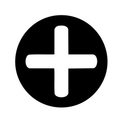 Obraz premium White Plus Sign Icon Inside a Black Circle Button Graphic Element