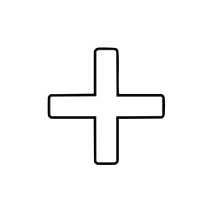 Fototapeta premium Outline Plus Sign Graphic with Rounded Edges for Medical, Math, Addition Concepts