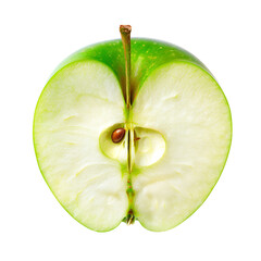 Cross-section of a Green Apple Revealing Its Core and Seed