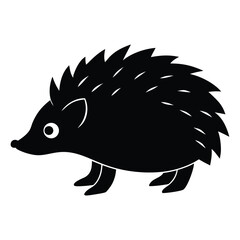 Stylized black silhouette of a cute hedgehog on a white background