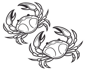 Vector illustration of two stylized crabs with detailed claws on white background.