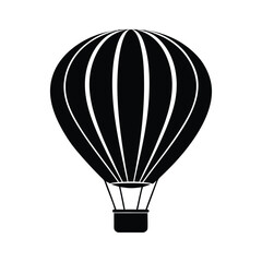 Fototapeta premium Black hot air balloon icon isolated on white background