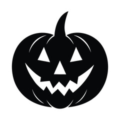 Black silhouette of a jack o lantern with a spooky face