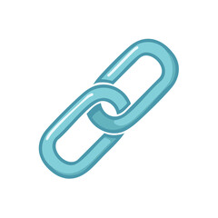 Blue chain link illustration. Connection, linking, support, symbol.
