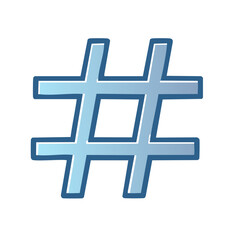 Fototapeta premium Blue Gradient Hashtag Symbol Illustration with Bold Outline for Social Media