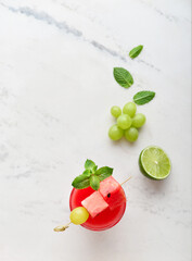 Fresh watermelon juice with mint and lime
