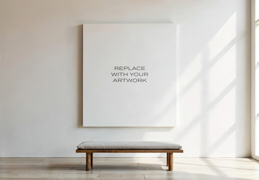 Frame Interior Canvas Wall Art Poster Room Mockup Template Blank Paper Texture