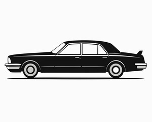 Naklejka premium Classic Automobile Vector Illustration, Luxury Sedan Design, Automotive Heritage