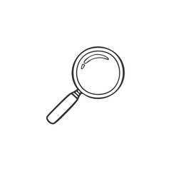Magnifying glass illustration, drawn search find investigation concept, doodle style