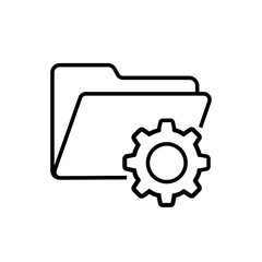 Folder with gear outline icon