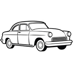 Obraz premium vintage car outline on white 