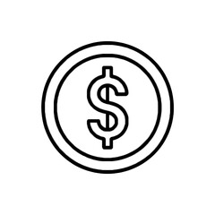 Obraz premium Dollar coin outline flat icon