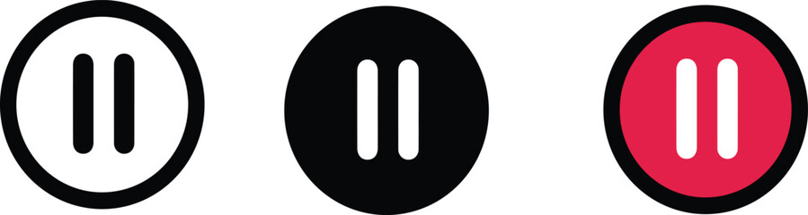 Stylish Pause Button Icons — Media Control Symbol Pack