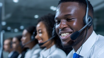 Happy Businessman Wearing Headset