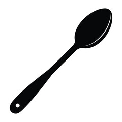 Black silhouette of a spoon on a white background
