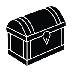 Black silhouette of a treasure chest with a lock