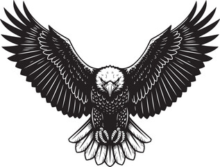 Powerful Black and White Eagle in Flight Illustration.