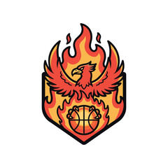 Cartoon Basketball Fire Logo