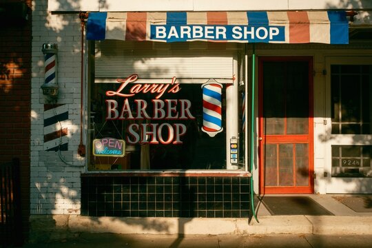 Larrys Barber Shop vintage sign, Lawrence, Kansas
