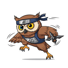 Cartoon Ninja Owl with Sword