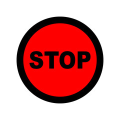 Red Stop Sign Icon PNG – Traffic Warning Symbol with Bold White Text on Octagonal Shape for Road Safety, Web UI, Mobile App, and Educational Design Use