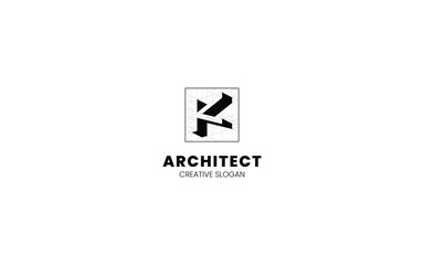 Letter K Architect logo with isometric bottom left view and technical sketch style