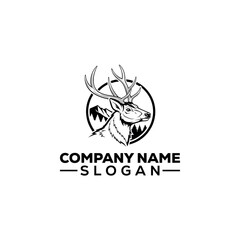 Deer with Antlers in Mountain Landscape Logo
