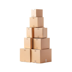Obraz premium Stacked Brown Cardboard Boxes Organized Neatly for Moving or Storage in a Studio Setting