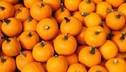 A close-up view of many small pumpkins